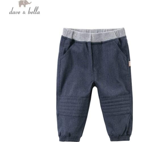 DB14883 dave bella autumn baby boys fashion solid pockets pants children full length kids pants infant toddler trousers