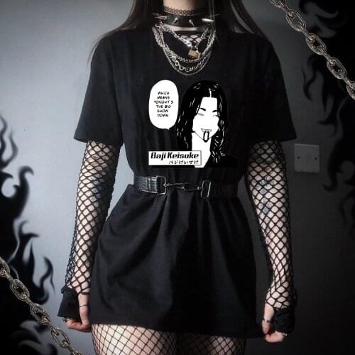 Harajuku Tokyo Revengers Anime Funny Baji Keisuke Print T-shirt Short Clothes Hip Hop Tops Tees Fashion Women Men Summer Top