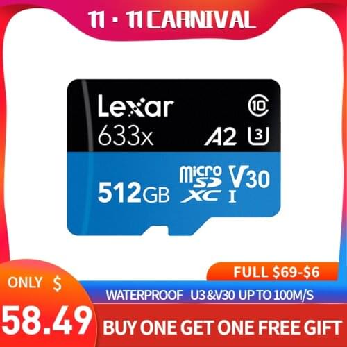 Lexar micro sd card 512GB High Speed up to 95MB/s U3 A1 tf Memory Card micro sd for Gopro laptop tablet free shipping
