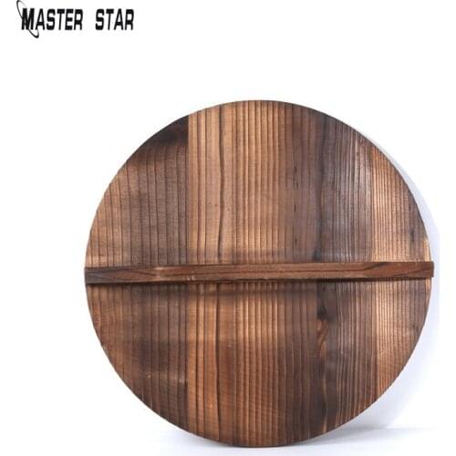 Mater Star Traditional Wooden Drop Lid 30-42cm Wok Cover Large Carbonized Wood Cover Jar Cookware Parts Kitchen Utensil