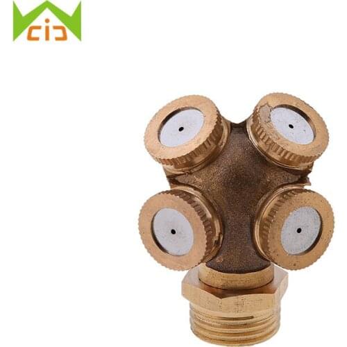 Brass Misting Spray Nozzle 4 Holes Water Spray Nozzle Adjustable Spray Nozzles Garden Sprinkler Irrigation Fitting Tools