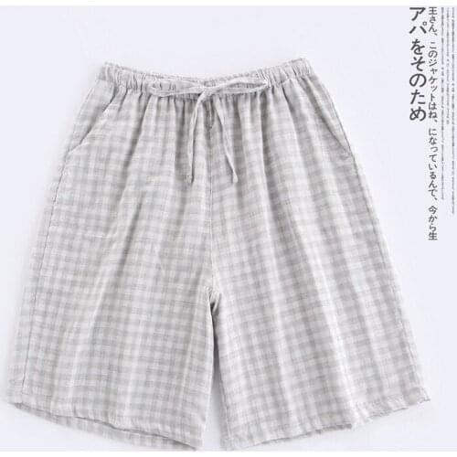 Couple summer shorts male five-point cotton home pants gauze children three-point cotton double-layer hot pants sand pants