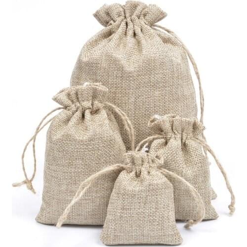 2PCS 7x9 9x12 10x15 15x20 17x23 20x30cm Jute Burlap Drawstring Gift Bags Christmas Halloween Wedding Birthday Party Candy Bags