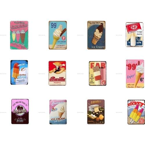 Sweet Tube Ice Cream Metal Tin Signs Barilla Parma Popsicle Retro Plate Club Classical Iron Painting Home Plaque Wall Stickers