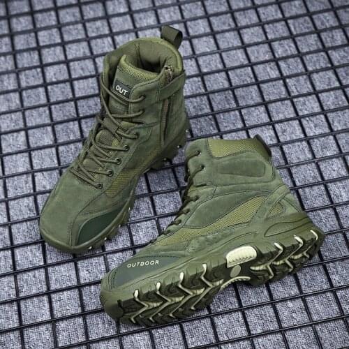 Mens high-top military boots outdoor sports and leisure walking shoes wear-resistant non-slip walking shoes
