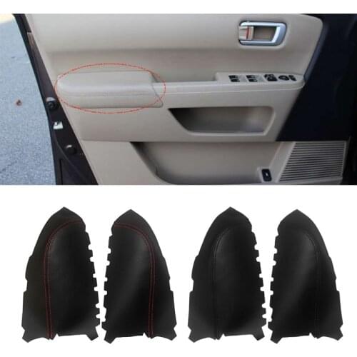 Soft Leather Door Panel Cover For Honda Pilot 2009 2010 2011 2012 2013 2pcs Car Door Armrest Panel Skin Cover Sticker Trim