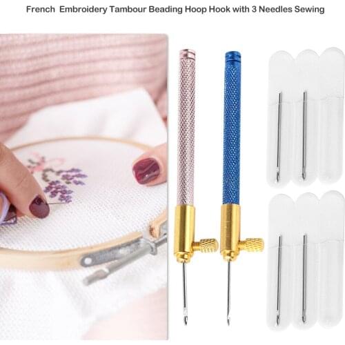 DIY Embroidery Crochet Needle Set Household Knitting Wood Handle French Hoop Hook Reverse Embroidery Sew Tool for Gift