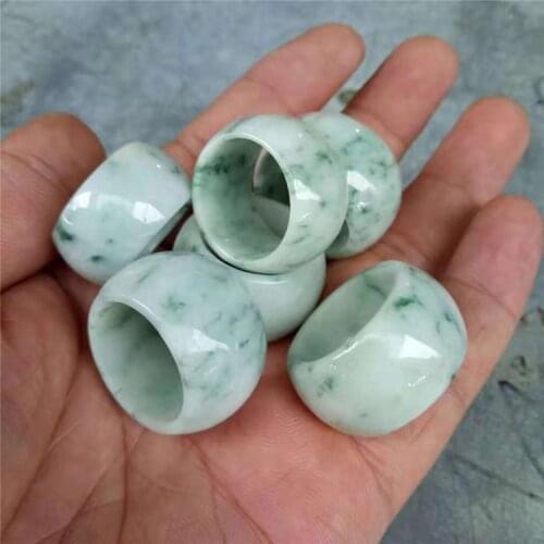 Natural Myanmar green jade ring ice flower with texture jade rings mens brand emerald rings handmade jade rings certification