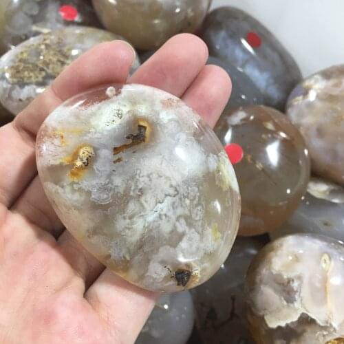 Natural Flower Agate Palm Stone Chakra Healing Gemstone Home Decor 1pc