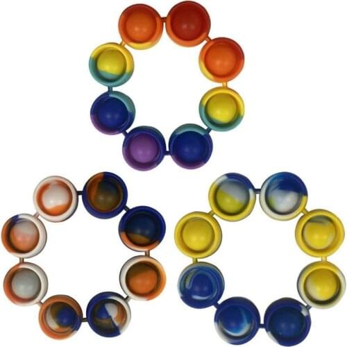 New Fidget Toys Soft Silicone Wristband Portable Press Decompression Toy Push Bubble Dimple Bracelet Anti Stress Reliever