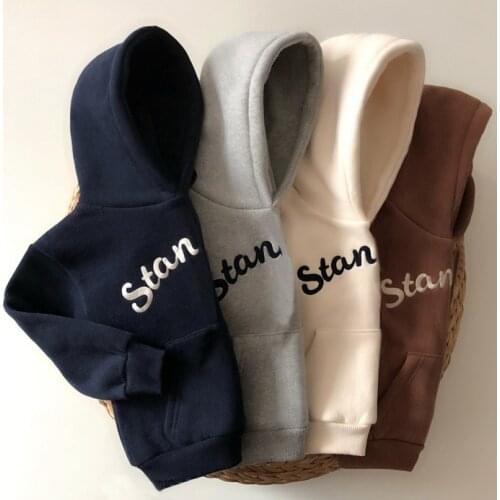 2020 autumn and winter Korean childrens clothing new boys and girls letters wild casual hooded pullover fleece sweater 22D436