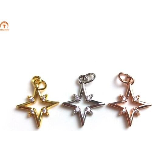 5pcs Glint Polaris CZ Charm Pendant North Star Pendant Star Pendant Charm Zirconia Cz Pave Star Necklace For Women Jewelry Set Y
