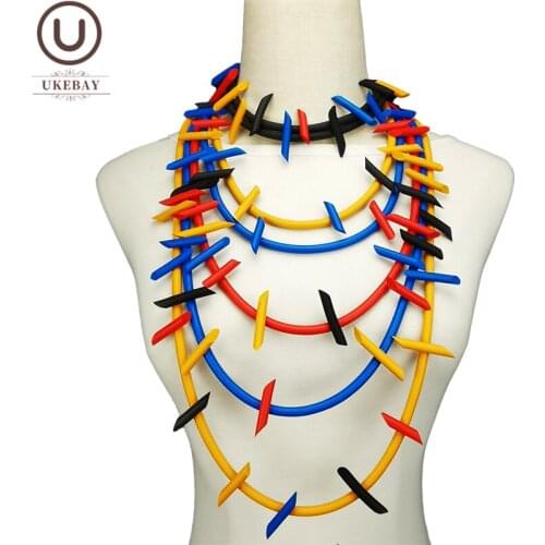 UKEBAY New Necklace Multicolor Choker Necklaces Women Gothic Sweater Chain Handmade Rubber Jewelry Party Accessories Necklace
