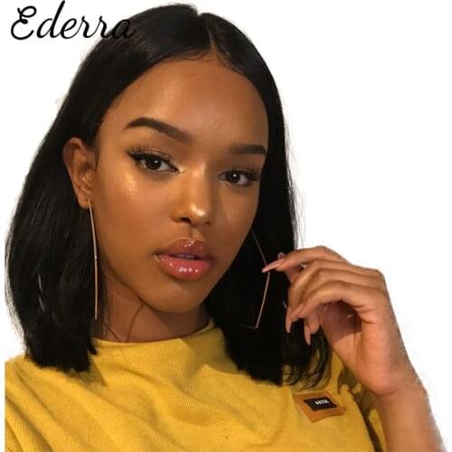 Short Bob Straight 13X1 Lace Closure Wigs PrePlucked Baby Hair Bob Wig Lace Front Human Hair Wigs For Women Peruvian Wig 150