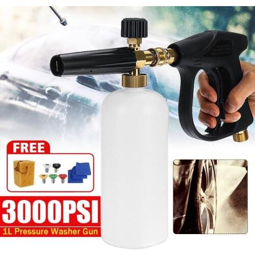 1L Car Washing Foam Guns With 1/4" Quick Release M22-14mm Inlet Foam Lance Car Washer Pressure Washer Gun Soap Lance Sprayer