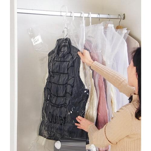 Dustproof Hanging Vacuum Bags For Clothes Transparent Storage Bag Border Sealed Compression Bag Garment Pouch Organizer