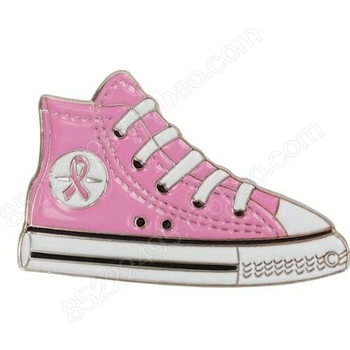 Breast Cancer Awareness Sports Sneaker Shoe Pink Ribbon Lapel Pins