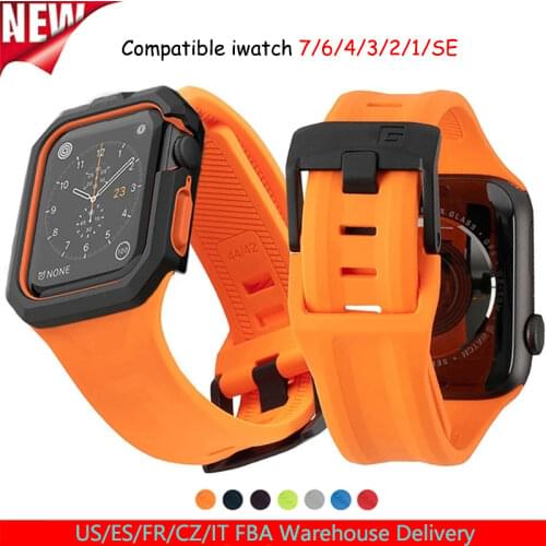 Silicone Strap for Apple watch Band 44mm 40mm 38mn 42mm UAG Rubber watchband wrist bracelet iwatch series 3 4 5 6 SE strap