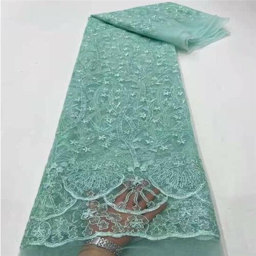 SJ Lace French Lace Fabric 2021 High Quality Lace With Sequins Latest African Embroidery Tulle Lace Fabric Nigerian Lace A2-28