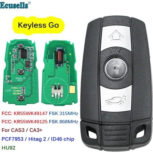 Smart keyless go Remote Key 3 BTN 315MHZ 868MHZ ID46 chip for BMW CAS3 CAS3+ 1 3 5 Series X5 X6 2006-2011 Comfort Access System