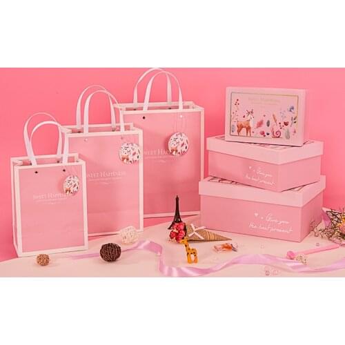 Pink elk paper packaging gift box коробка упаковка подарочная коробка traktatie kinderen verjaardag коробка картон bags for gift
