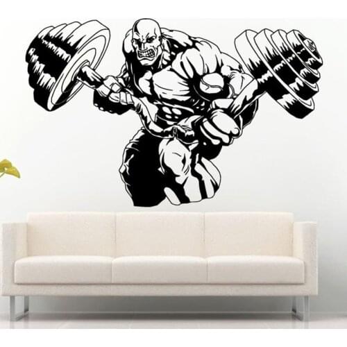 Vinyl Wall Sticker Crazy Gym Rat Power Weights Training Fitness Bodybuilding Wight Lifting Logo Wall Decal Gym Decor Mural C404