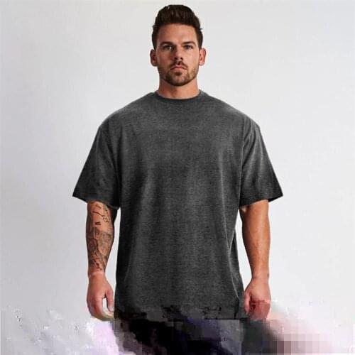 MINDYGOO High Quality Custom Logo Factory Solid White Loose Body Building Short Sleeve T-Shirt Man
