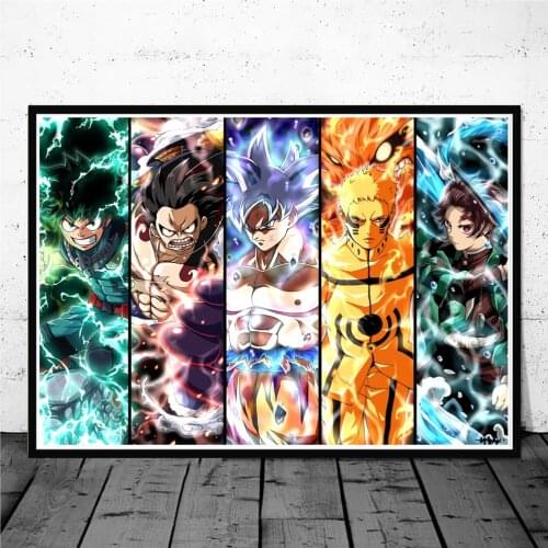 Japanese cartoon Dragon Ball, One Piece, Naruto Character Poster Canvas Decorative Print Art Wall Decoration Mural Cuadros