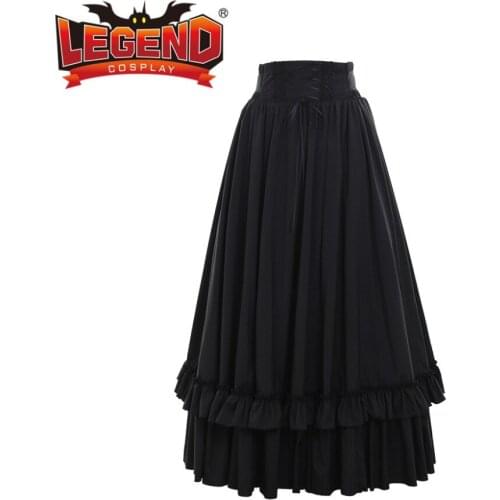 Steampunk Skirt Long Ruffled Vintage Victorian Gothic Punk Skirts High Waist Skirt Lace-up Design
