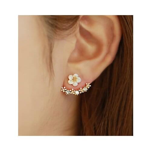 925 pure silver flower neckband stud earring earrings accessories elegant sweet anti-allergic gift