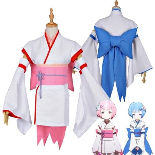 Re:Zero kara Hajimeru Isekai Seikatsu Ram Rem Childhood Kimono Anime Cosplay woman dress