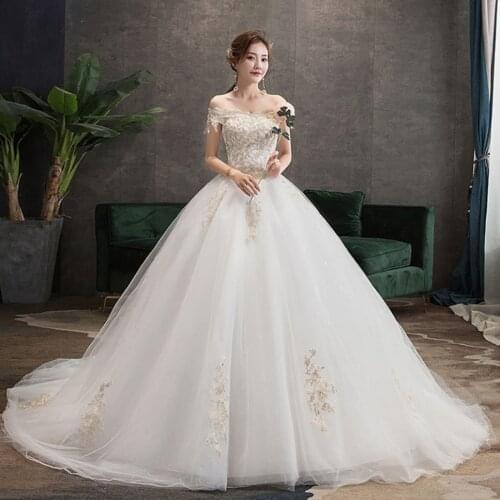 Off Shoulder Wedding Dress White Lace Dress Bandage Net Sexy Dress Long Bridal Luxury Wedding Dress Robe De Soiree De Mariage