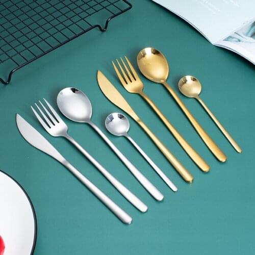 20Pcs/set Stainless Steel Dinner Gold Dinnerware Set Knife Fork Coffee Spoon Cutlery Set Kitchen Tableware Silverware Ccocina