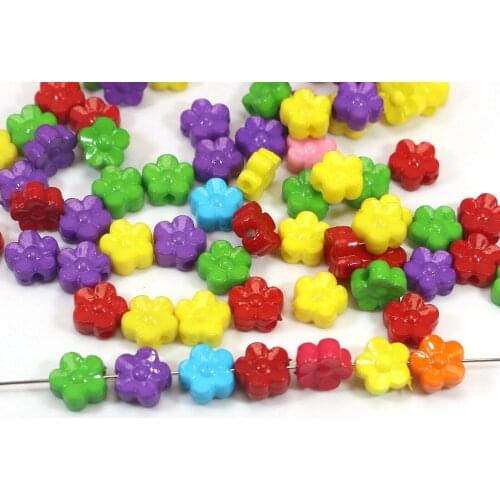 200 Mixed Bubblegum Color Acrylic Daisy Flower Charm Beads 8X8mm