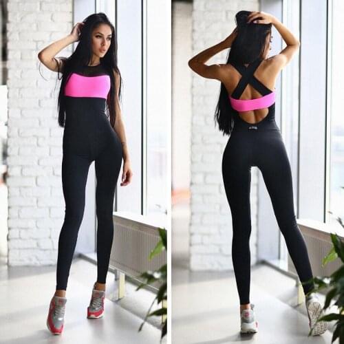 2021 One Piece Sport Clothing Backless Sport Suit Workout Tracksuit For Women Running Tight Dance Sportswear Gym Yoga Women Set
