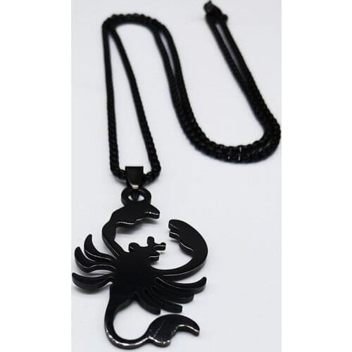 2021 Fashion Gothic Scorpion Stainless Steel Necklace Men Long Black Color Necklaces Pendants jewelry collier homme N18990