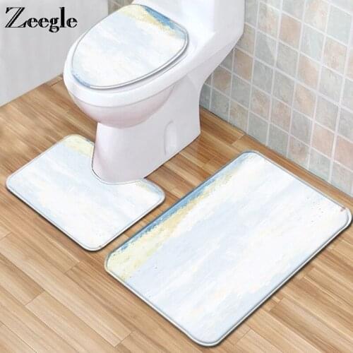 3pcs Bath Mat Carpet Set Anti-Slip Bath Toilet Seat Cover Mat Bathroom Doormat Decor WC Carpet Toilet Pedestal Rug Toilet Set