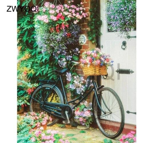 5D DIY Diamond painting Full Square Diamond embroidery Cross stitch Bicycle bouquet Full Round Diamond mosaic Bicycle bouquet