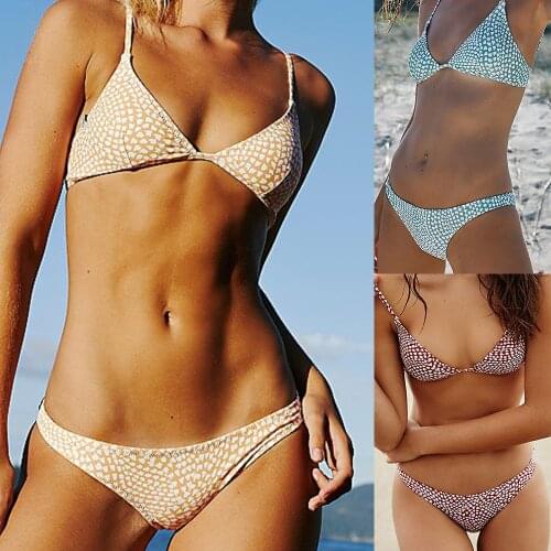 Bikini Girls Sexy Leopard Swimsuit Three Color Two Piece Bikini Low Waist Young Style Swimwear Women Pad Wireless Bathing Suit