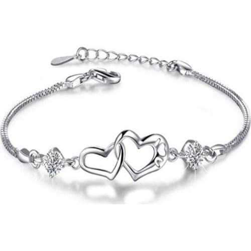 Women S925 Sterling Bracelet Forever Love Infinity Love Heart Crystal Adjustable Bracelet Best Gift for Women Girls