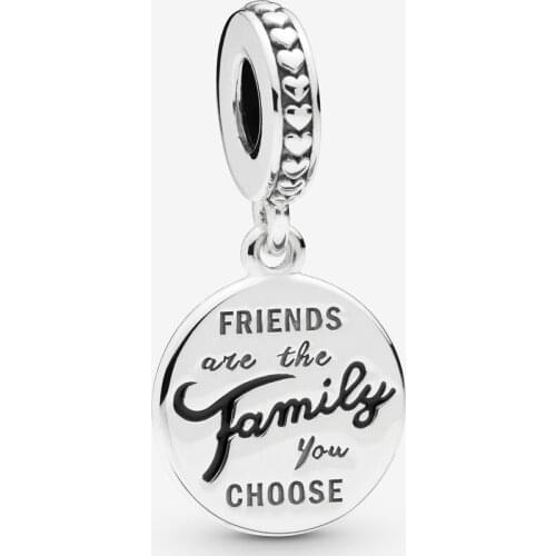 925 Sterling Silver fashion sparkling Friends Are Family Pendant Charm beads Fit Original Pandora Charm Bracelet Jewelry making