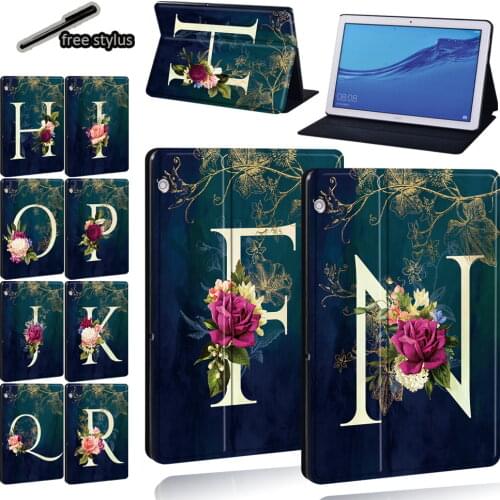 Tablet Case for Huawei MediaPad M5 Lite 10.1/M5 10.8/MediaPad T5 10 10.1/T3 8.0/T3 10 9.6 Print Pattern Protective Case + Stylus