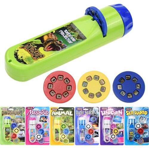 Projection Flashlight Children Projector Light Cute Cartoon Toy Night Photo Picture Light Bedtime Learning Fun Toys