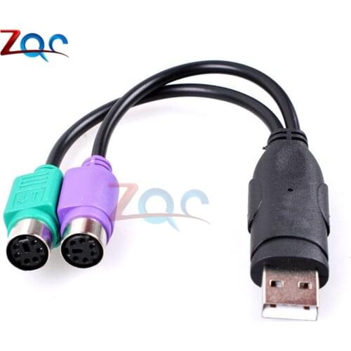 Dual PS/2 PS2 Female to USB Male Cable Adapter Converter For Keyboard Mouse Connector