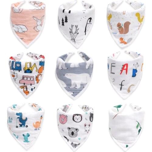 Cotton Bamboo Muslin 6 Layers Newborn Baby Bib Saliva Towel Bibs Burp Cloth Infant Toddler Bib Baby Bandana Feeding Apron Bavoir