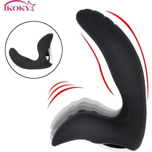 IKOKY Silicone Anal Vibrator Men Anal Plug Prostate Massager Sex Toys for Men 10 Speed Butt Plug Powerful Motors