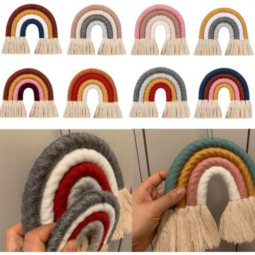 INS Nordic Home Weaving Rainbow Tapestry Cotton Hand-Woven Color Ornaments ChildrenS Room Decoration Tassel Wall Hanging