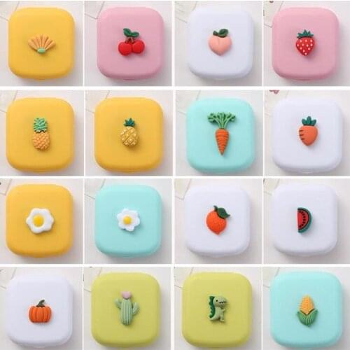 Contact Lens Container Fruit Style Cute Girl Colored Lenses Eyes Care Kit Contact Lens Cases Box with Lens Tweezers Suction Cup