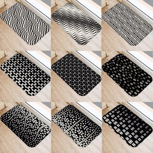 Floor Mats Classic Black White Geometric Printed Bathroom Kitchen Carpets Doormats Mat For Living Room Anti-slip Tapete