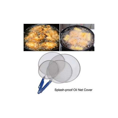 1pcs 21cm/25cm/29cm/33cm Stainless Steel Splatter Screen Mesh Pot Lid Cover Silver Oil Frying Pan Lid Cooking Cover Skillet Lid